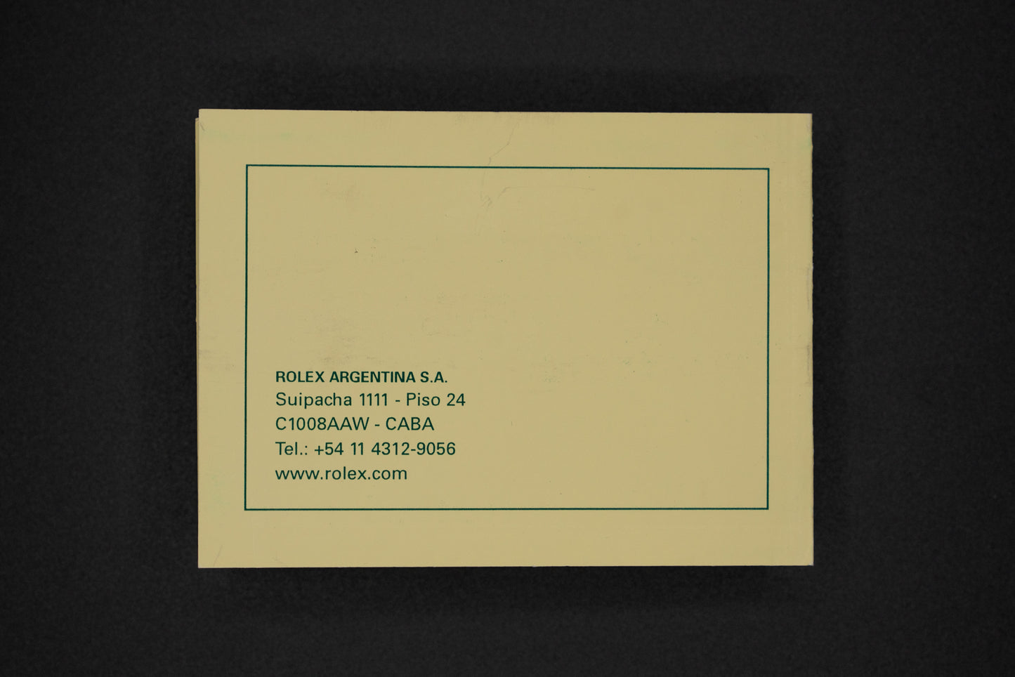 Rolex "Recomendaciones Importantes" Booklet Rolex Argentina S.A.