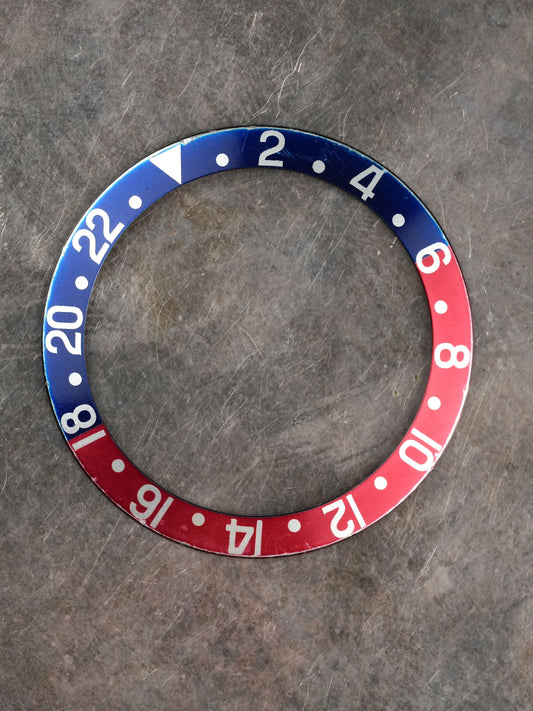 Rolex Inlay | Insert Pepsi Blue Back Fat Font Serif - Faded deep red