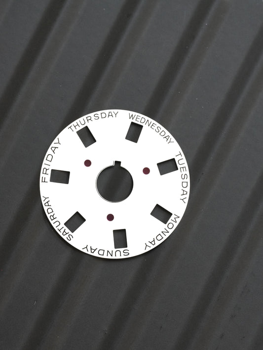 Rolex NOS Tagesscheibe "Englisch" weiß für Kaliber 3055 | 3035