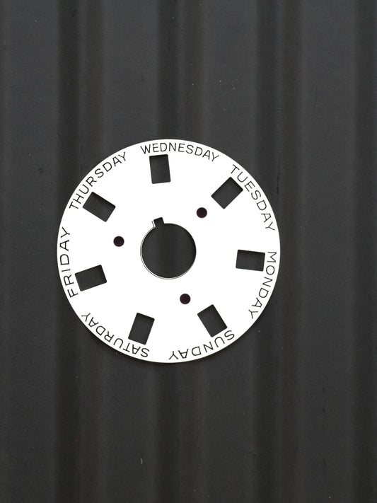 Rolex NOS Tagesscheibe "Englisch" weiß für Kaliber 3055 | 3035