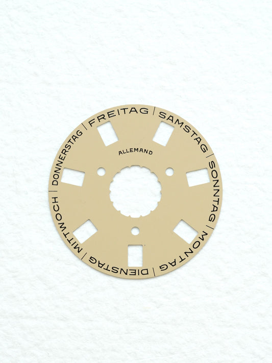Rolex NOS Tagesscheibe "deutsch" beige für Kaliber 3155