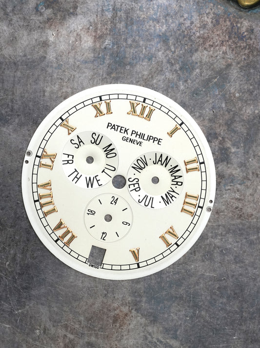 Patek Philippe Zifferblatt creme für Annual Calendar 5035J in Gelbgold