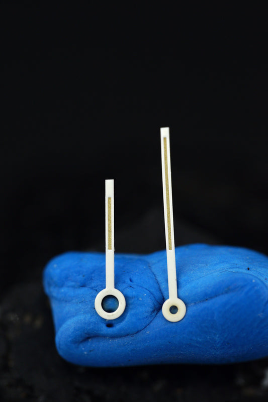 Patek Philippe white painted hour and minute hands for Calatrava 5055 and 5085 with Tritium patina.