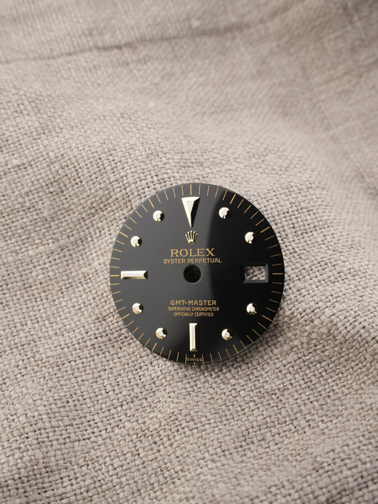 Rolex NOS Zifferblatt Schwarz „Nipple Dial“ Swiss Only Service Dial für GMT-Master Ref. 1675/3 | 1675/8