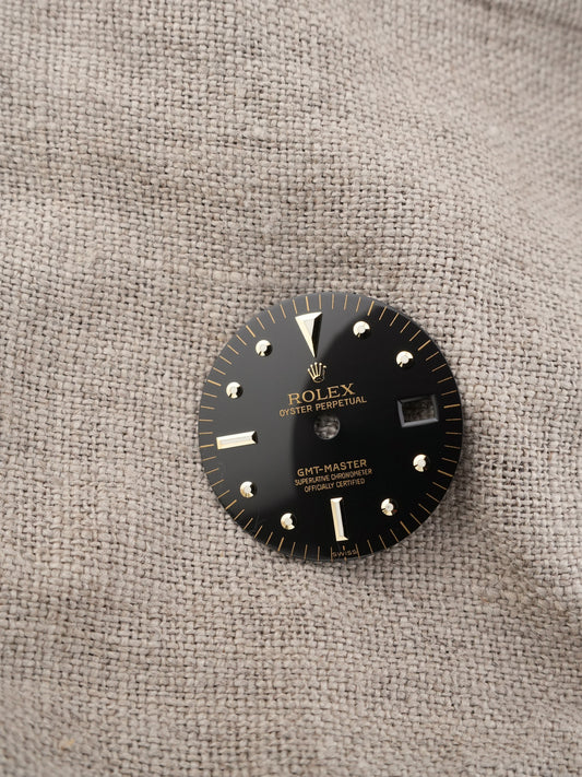Rolex NOS Zifferblatt Schwarz „Nipple Dial“ Swiss Only Service Dial für GMT-Master Ref. 1675/3 | 1675/8