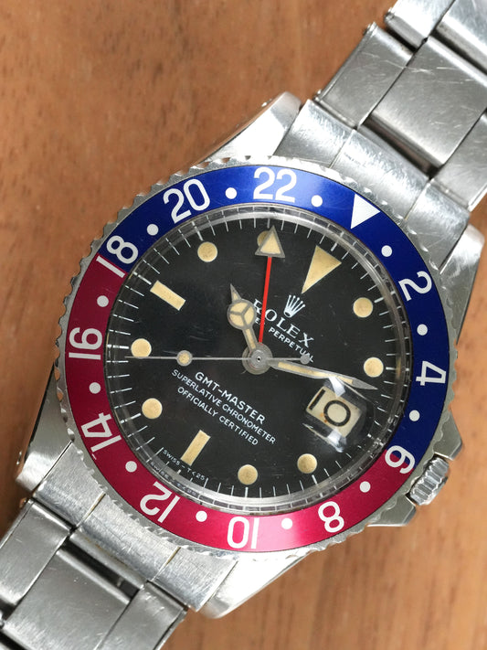 Rolex GMT-Master 1675 Steel | MKI | MK1 „Long E“ | 7208 / 58 Rivet | Red Back | 1968
