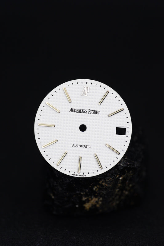 Audemars Piguet NOS white dial for Royal Oak 14790 MK2 Tritium, 26.8mm diameter.