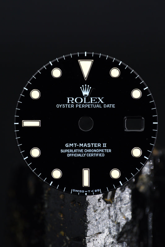 Rolex schwarzes Zifferblatt für GMT-Master II 16710 | 16760 Tritium light Patina