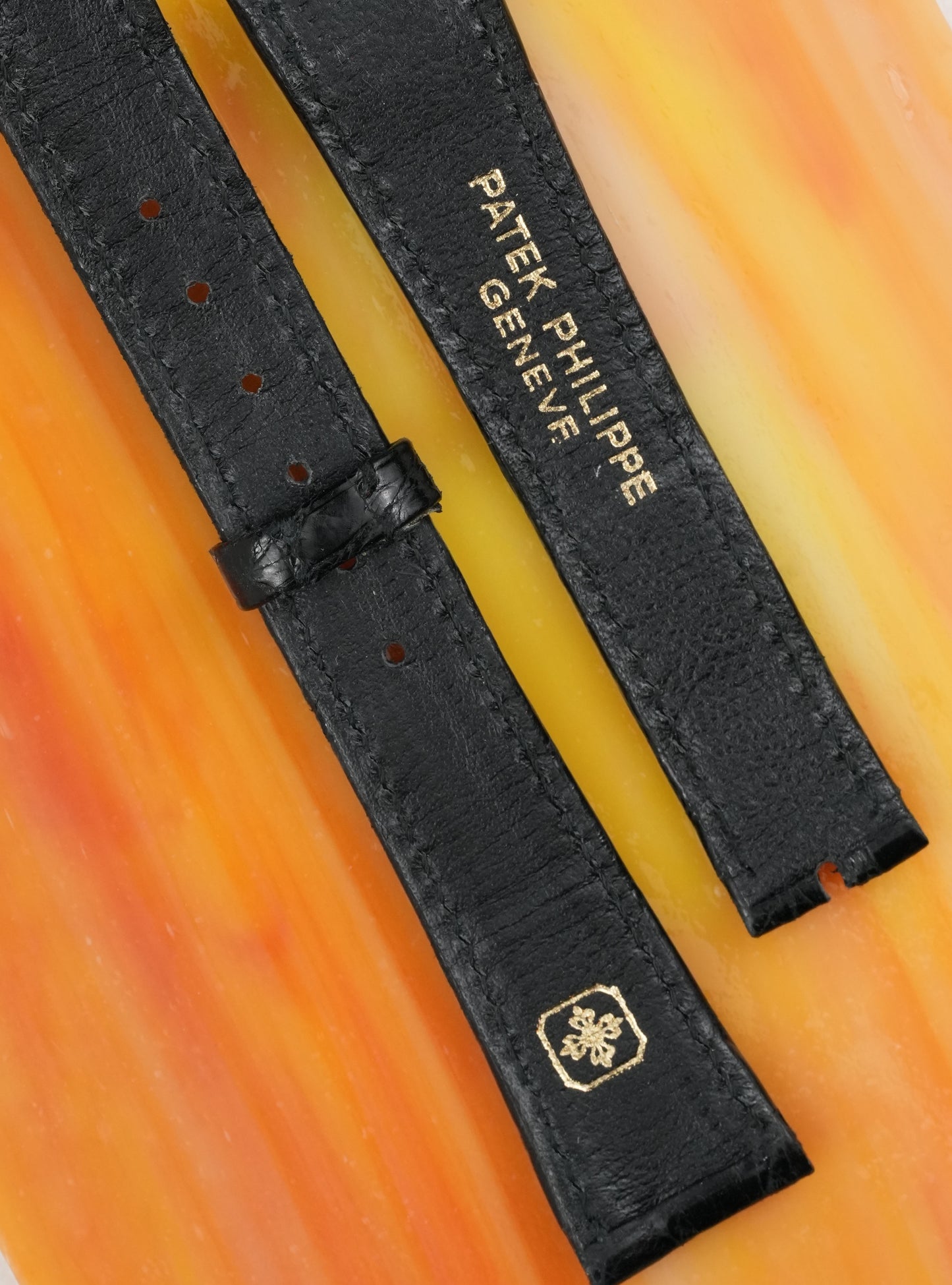 Patek Philippe NOS leather strap, alligator/crocodile, black, 19/14 mm (80 & 110 mm)