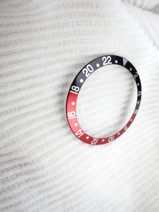Rolex Inlay Schwarz Rot (faded Serif "Coke") für GMT-Master 16700 | 16710 | 16760