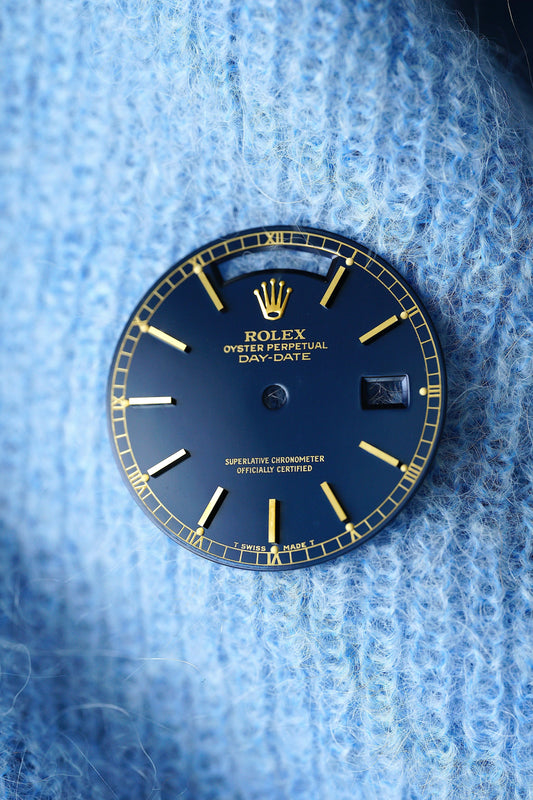 Rolex Zifferblatt „Petroleum | Royal Blue“ blau für OP Day-Date 36 mm 18038 | 18238 Tritium Patina | Stella like