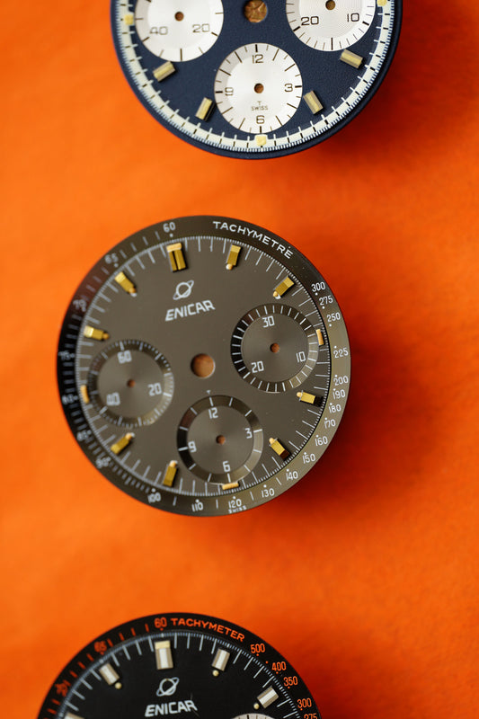 Enicar NOS black dial for Vintage Chronograph Tritium