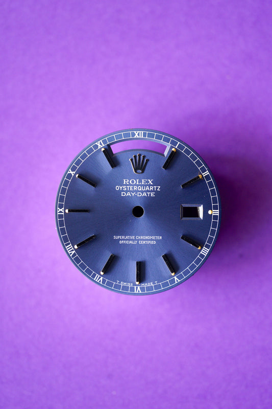Rolex NOS Zifferblatt blau Tritium für Oysterquartz Day-Date 36 mm 19019 18kt gold