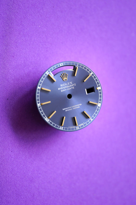 Rolex NOS Zifferblatt blau Tritium für Oysterquartz Day-Date 36 mm 19019 18kt gold