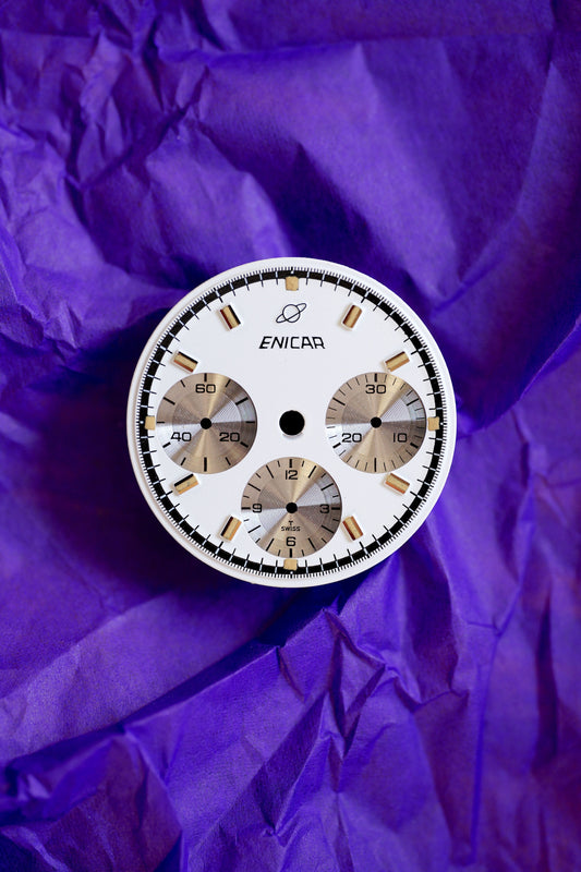 Enicar NOS white dial for vintage chronograph Tritium