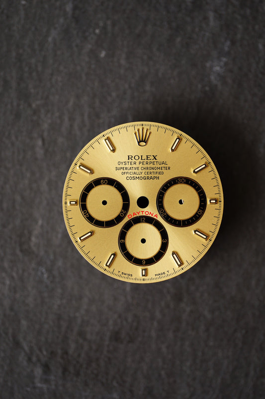 Rolex Zifferblatt gold "inverted 6" für Zenith Cosmograph Daytona 16528 / 16523 / 16518 Tritium