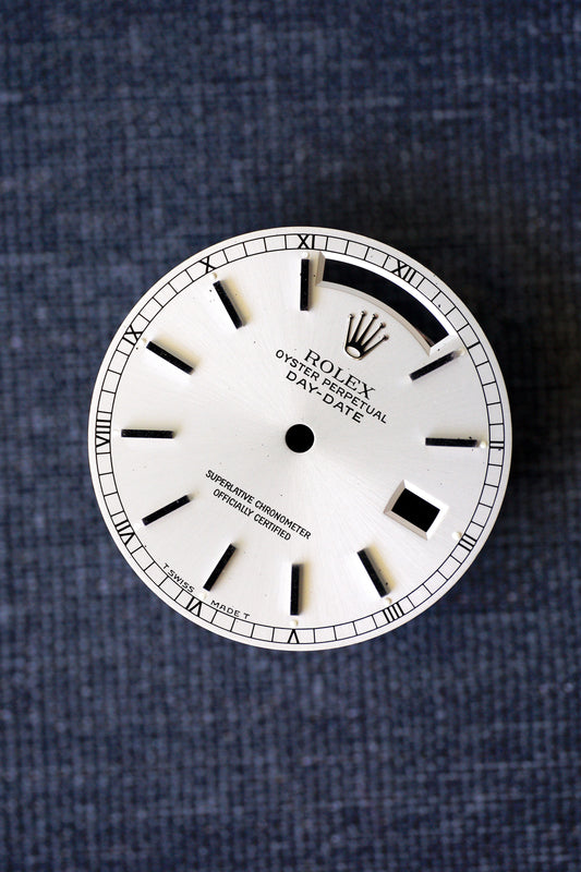 Rolex Zifferblatt silber mit weißgold Indexen für Day-Date 36 mm 18239 / 18039 und andere