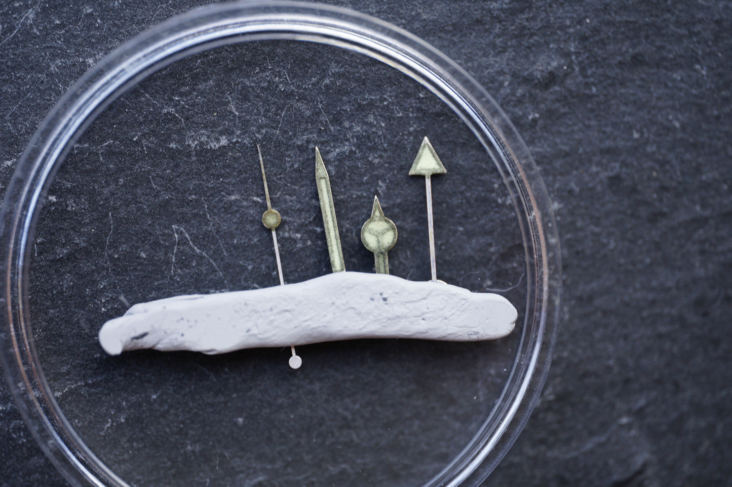 Rolex Zeigersatz für GMT-Master 1675 Tritium mit starker Patina Zink Sulfid ( zinc sulfide handset)