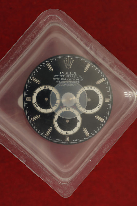 Rolex Zifferblatt schwarz für Zenith Daytona 16520 Luminova NOS in Blister