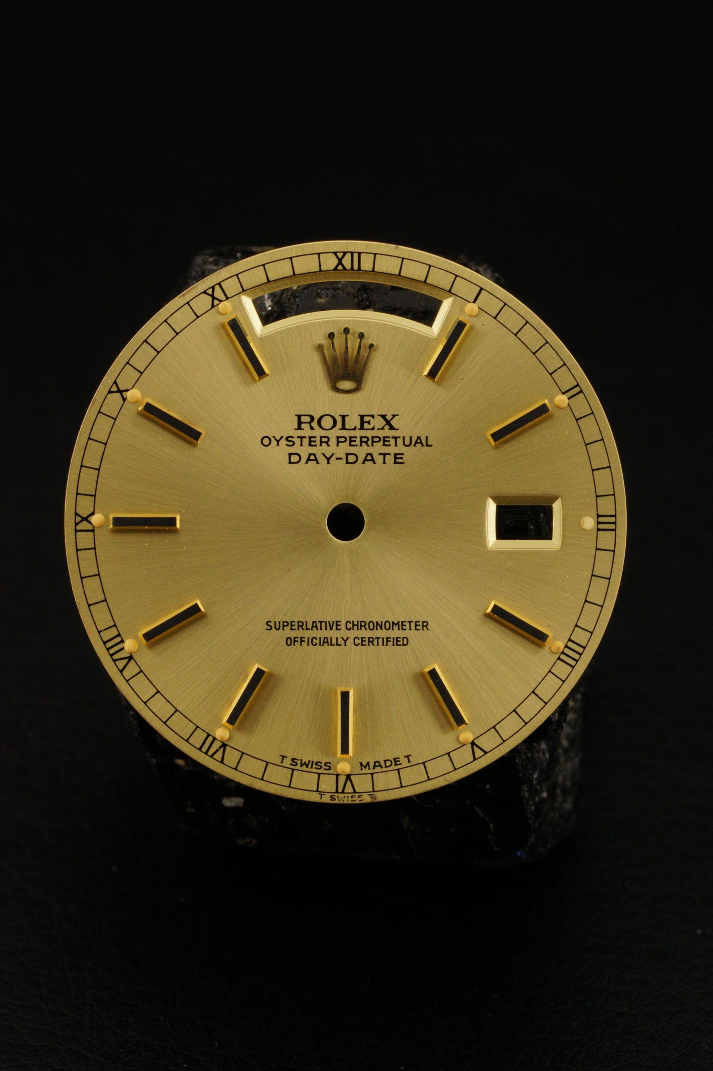 Rolex "Double Swiss" gold Dial for Day-Date 36 mm 18038 Tritium with black Index