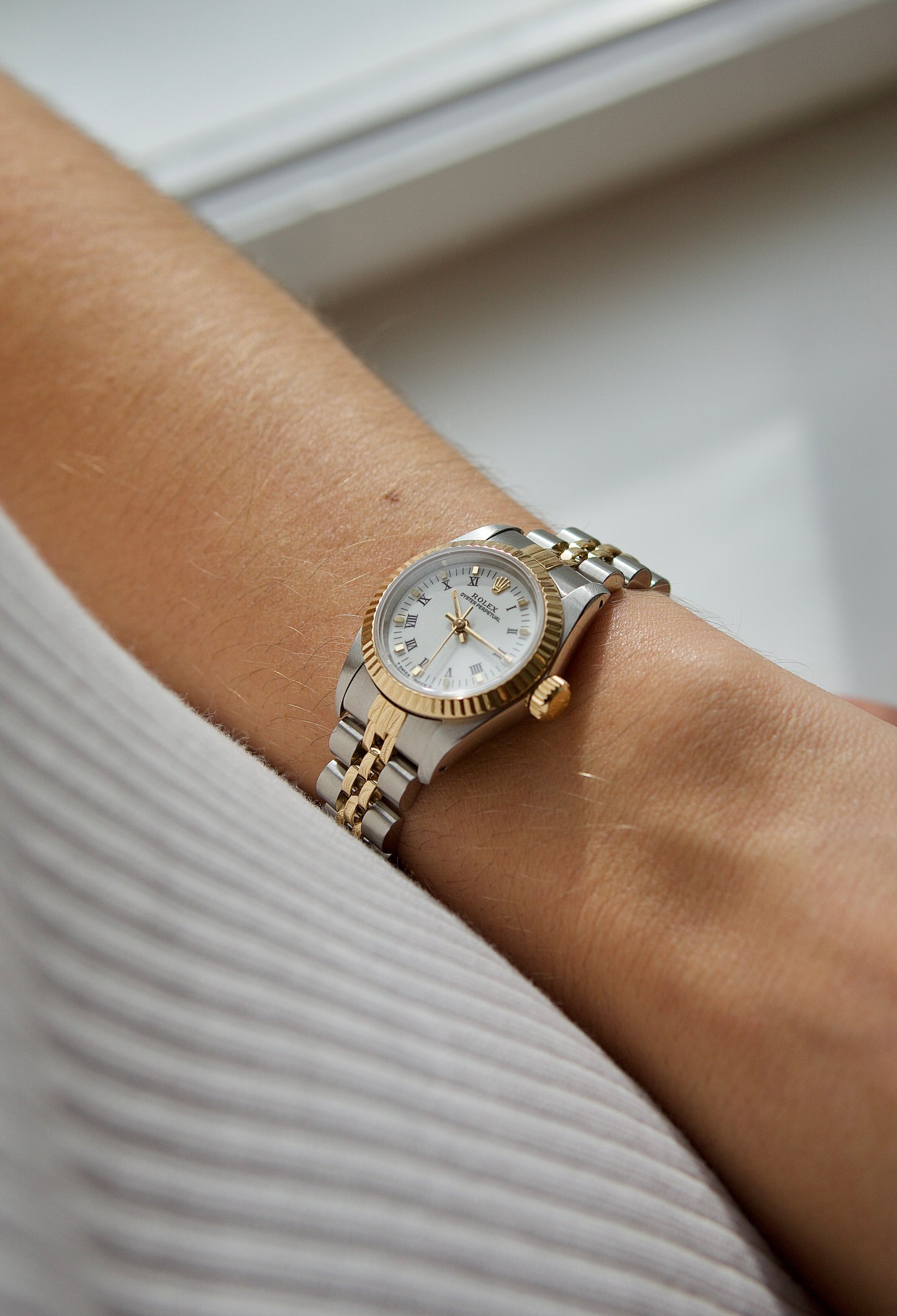 Rolex Damenuhr "Lady Oyster Perpetual" ref. 67193 Jubilee gelbold / stahl