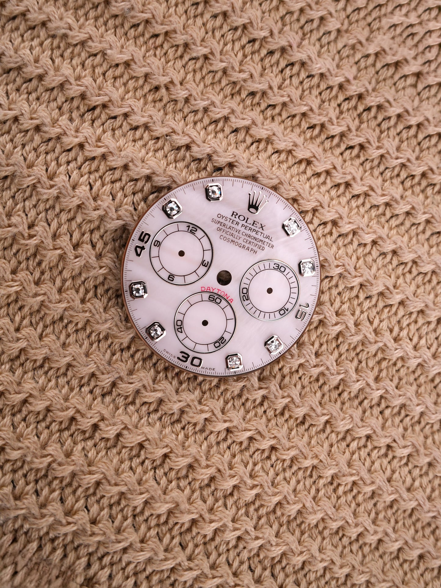 Rolex dial in pink mother-of-pearl (beach-like) with diamonds, MKI non-service, for Cosmograph Daytona 116509 | 116519
