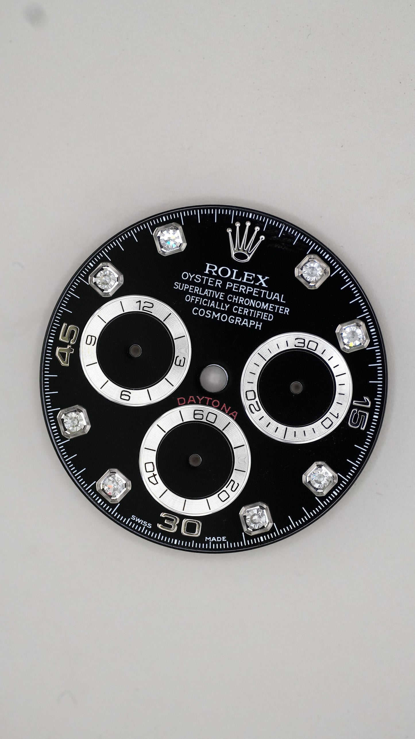 Rolex schwarzes Diamant Zifferblatt für Daytona 116520 | 116509 | 116519 | 116500