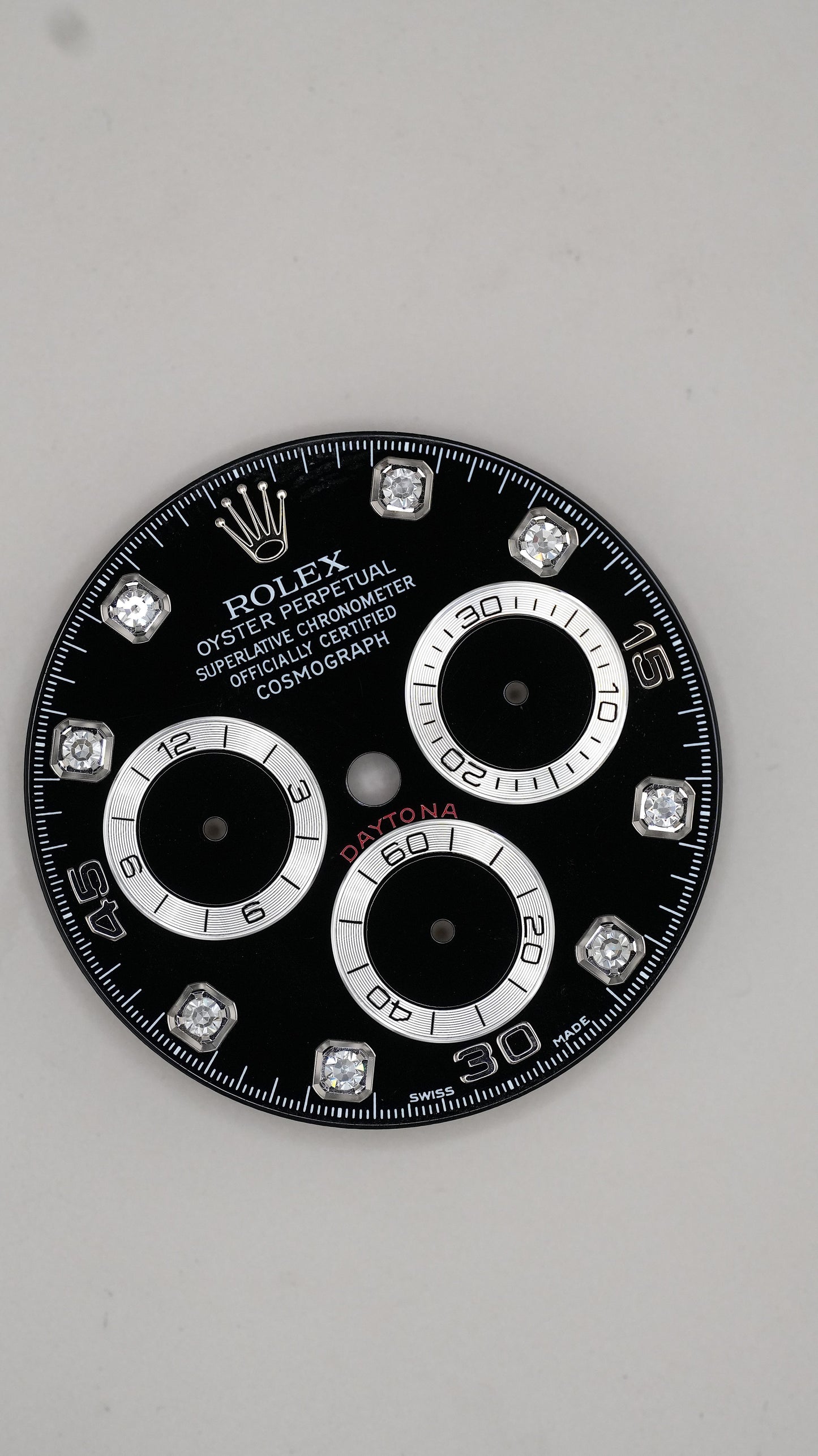 Rolex schwarzes Diamant Zifferblatt für Daytona 116520 | 116509 | 116519 | 116500