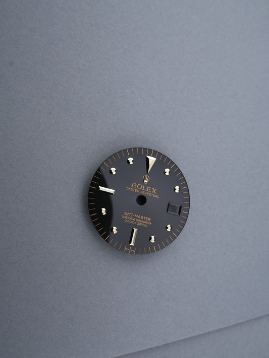 Rolex NOS Zifferblatt Schwarz „Nipple Dial“ Swiss Only Service Dial für GMT-Master Ref. 1675/3 | 1675/8