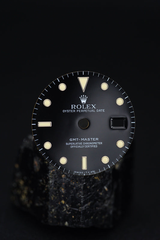 Rolex schwarzes Zifferblatt für GMT-Master II 16710 | 16760 Tritium Pumpkin Patina
