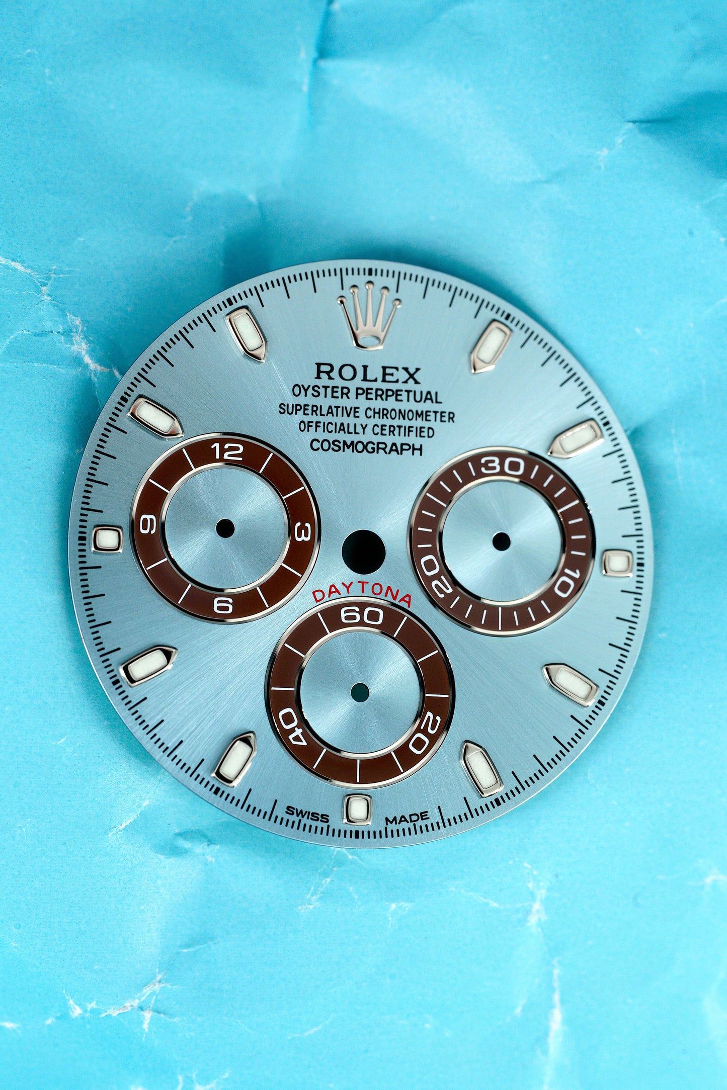 Rolex Zifferblatt „Ice Blue" für Platin Daytona 116506 | 116520 | 116509 und andere Chromalight