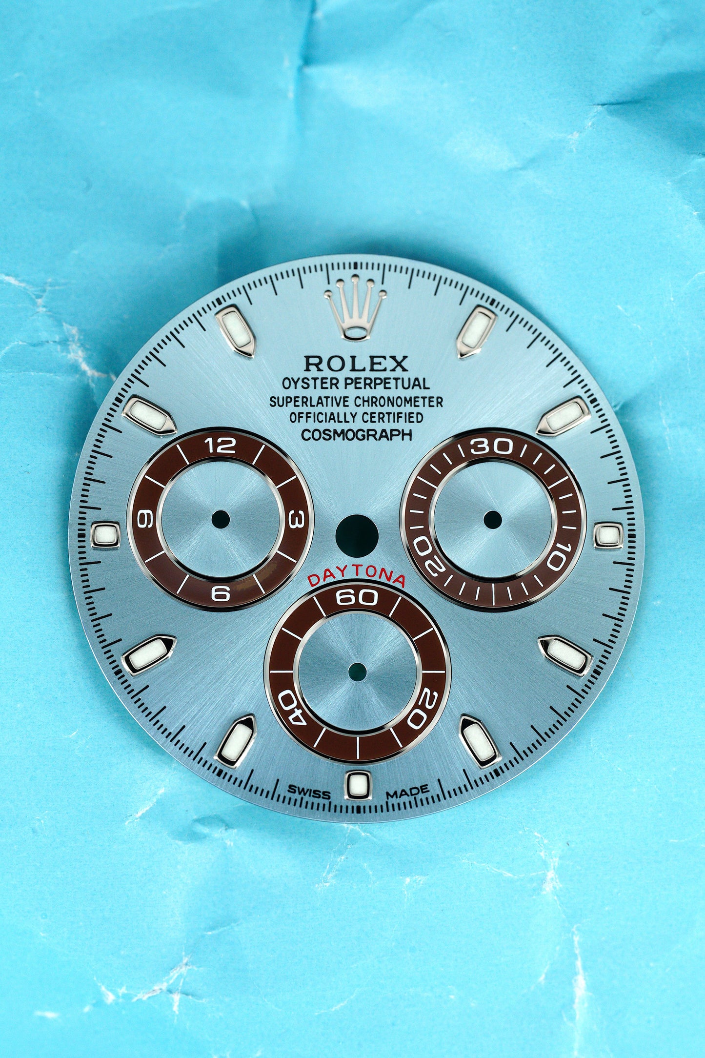 Rolex Zifferblatt „Ice Blue" für Platin Daytona 116506 | 116520 | 116509 und andere Chromalight