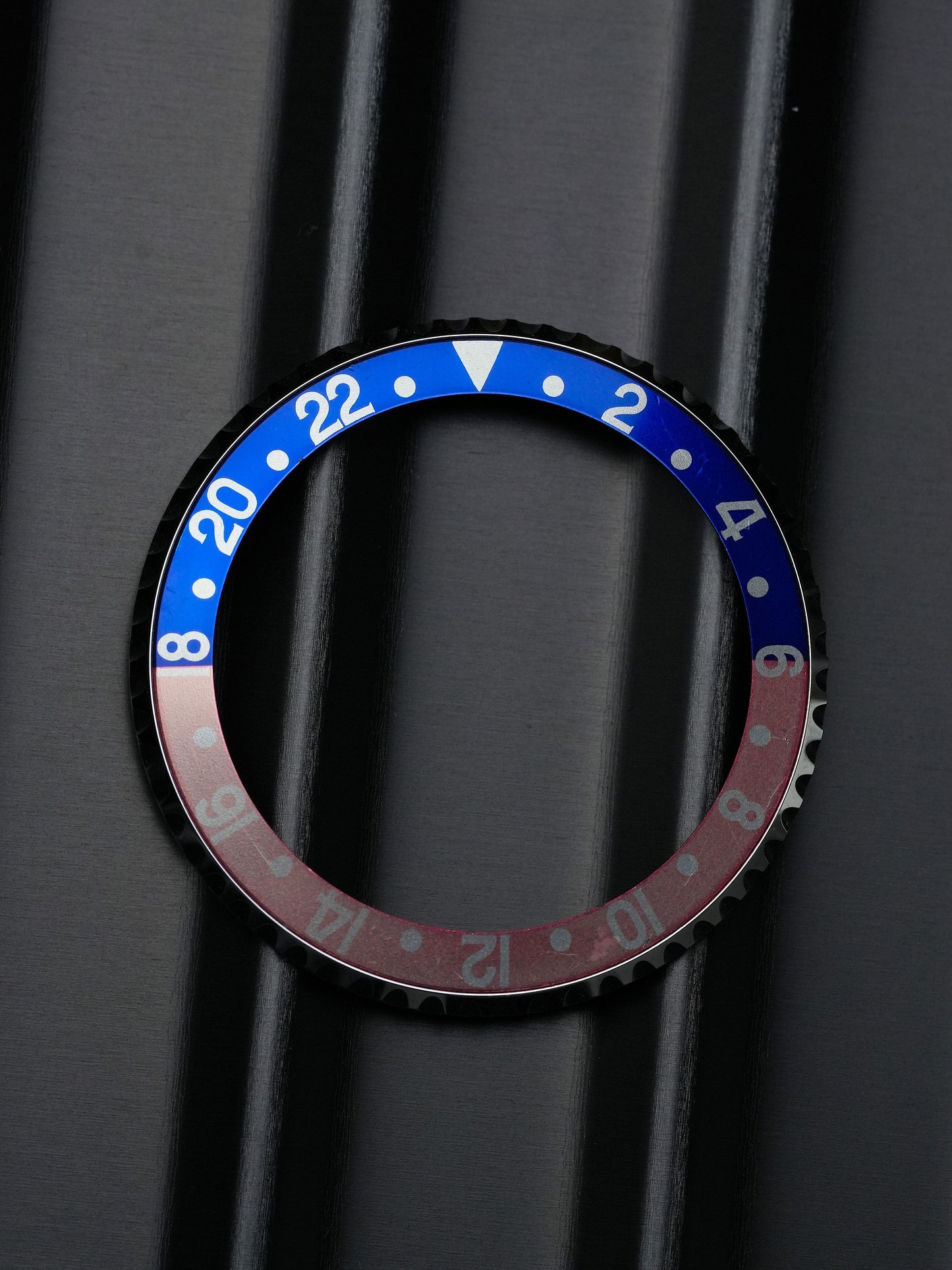 Rolex NOS Bezel and Inlay | Insert for GMT-Master 16700 | 16710 | 16760 Pepsi Fat Front Faded Seriph