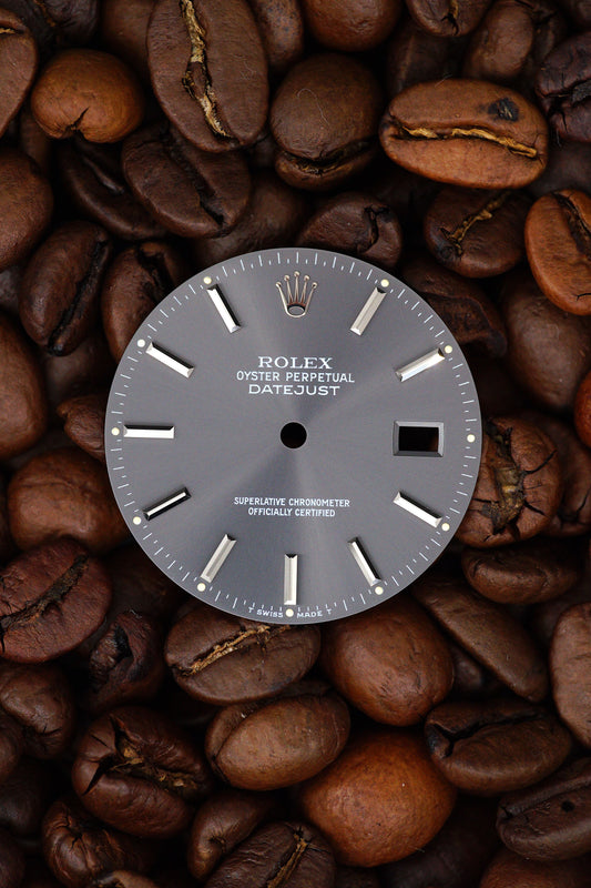 Rolex Zifferblatt NOS grau für OP Datejust 36 mm 16014 | 16200 | 16234 Tritium Rare Grey Index Dial