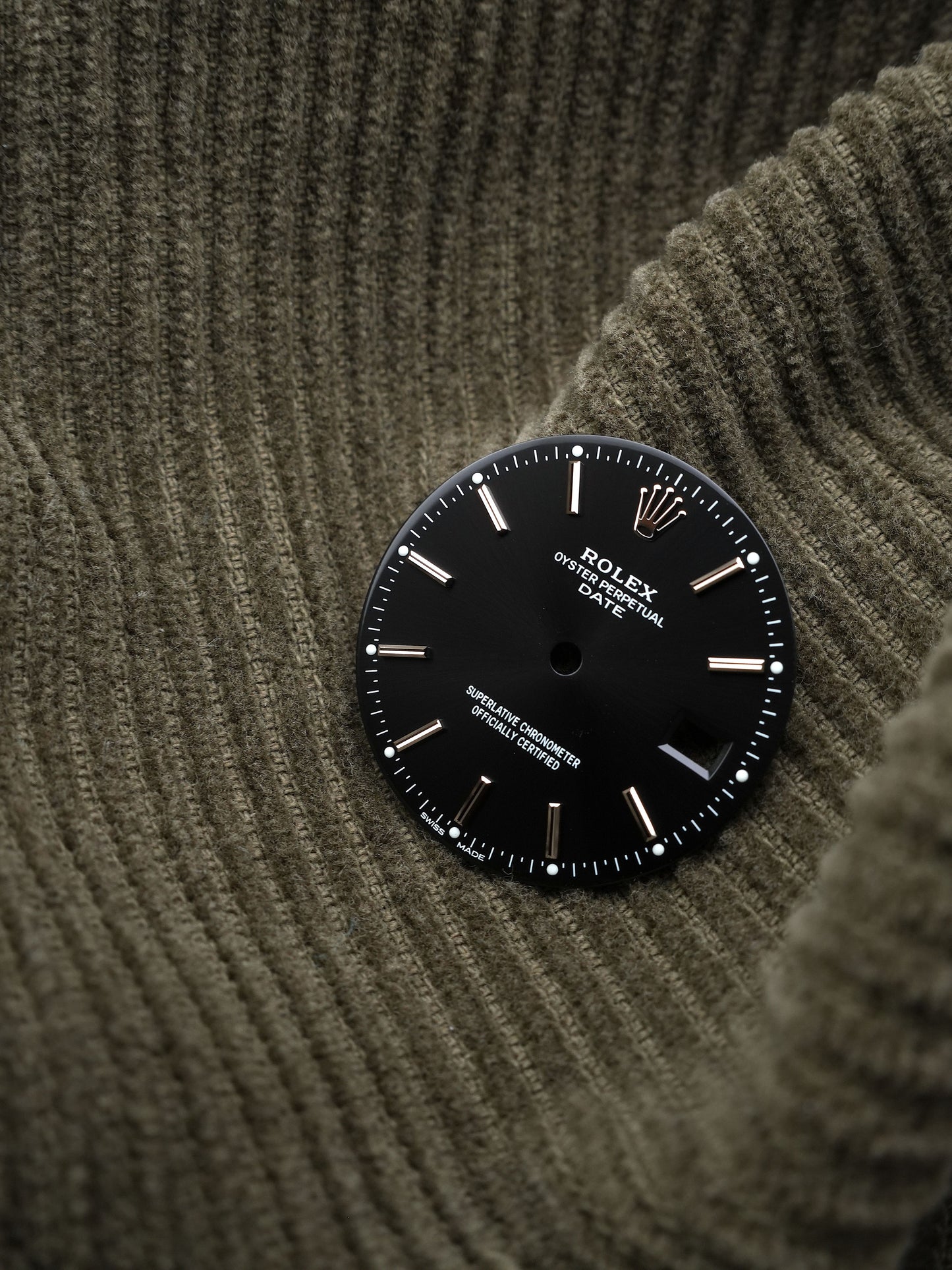 Rolex NOS Zifferblatt Schwarz für Oyster Perpetual Date 15008 Luminova