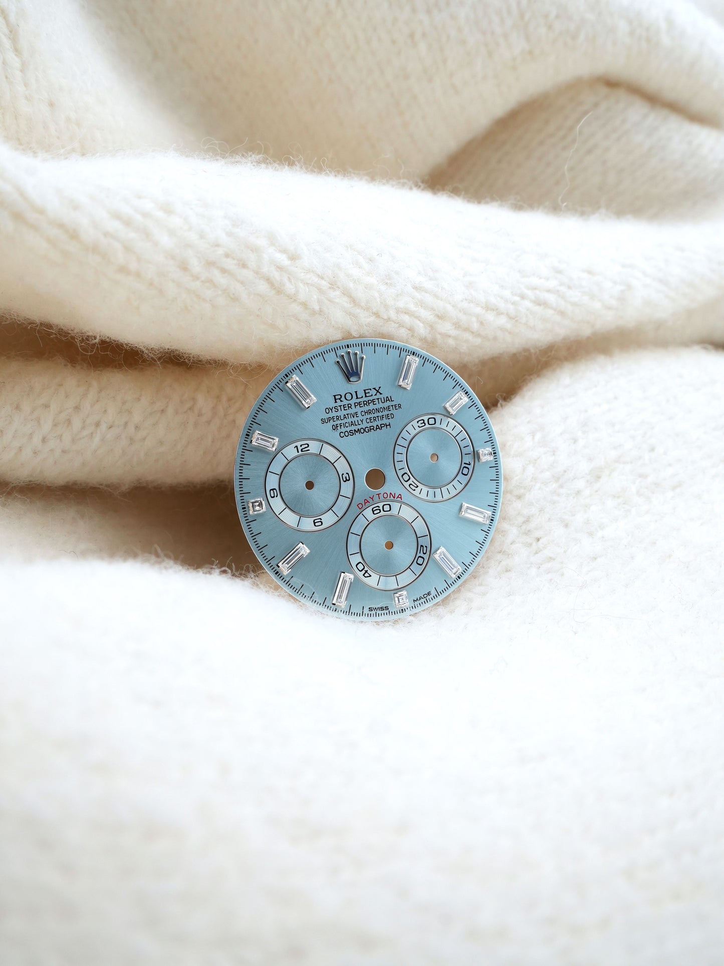 Rolex near NOS Baguette Ice Blue Zifferblatt für Cosmograph Daytona 116506
