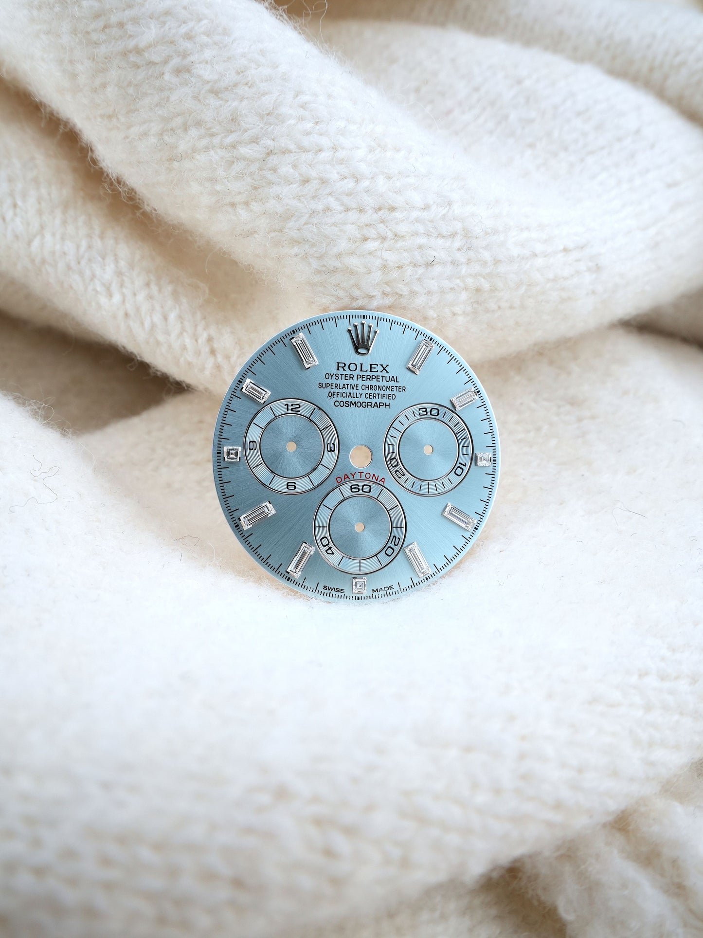 Rolex near NOS Baguette Ice Blue Zifferblatt für Cosmograph Daytona 116506