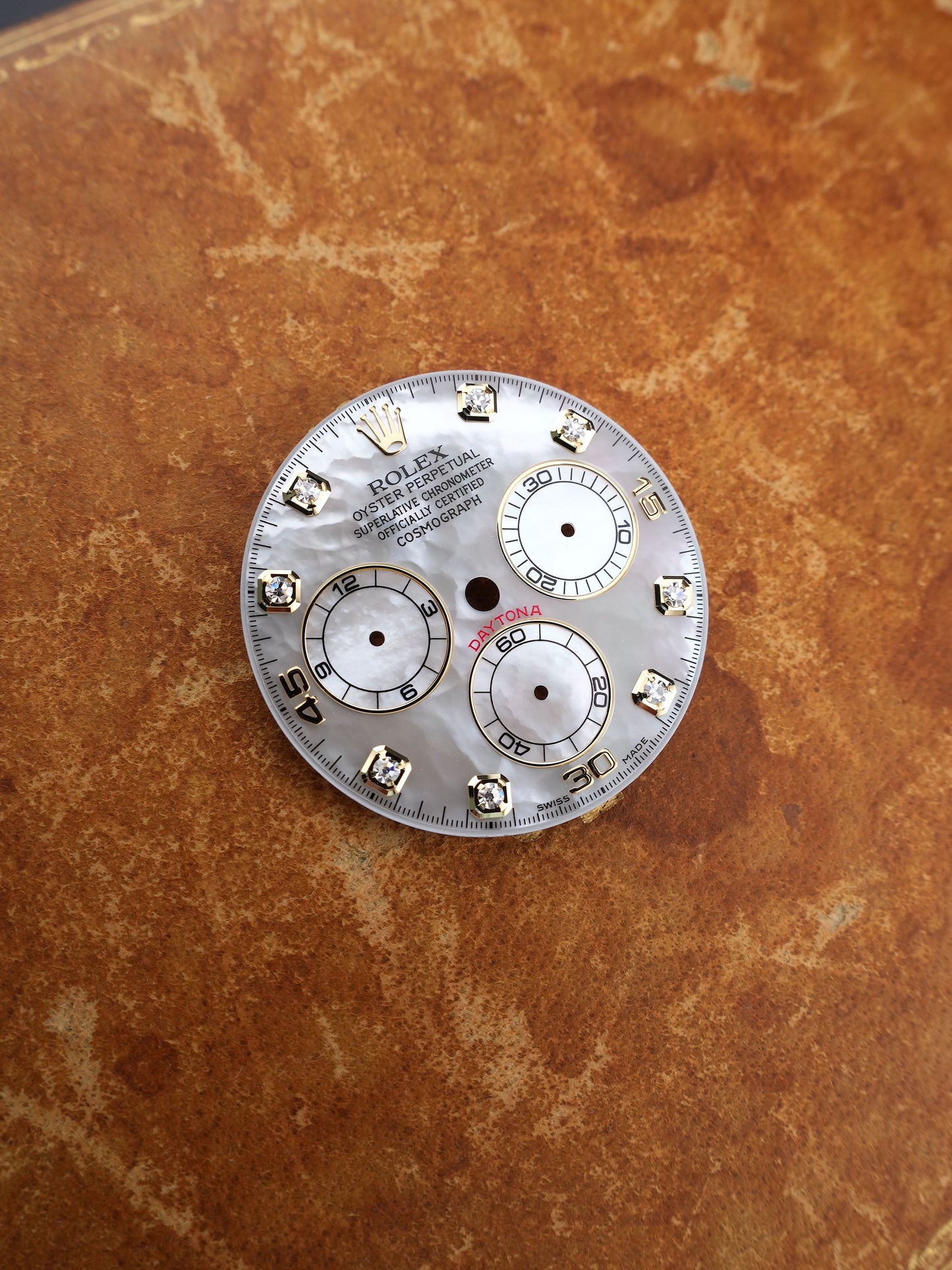 Rolex Diamanten Zifferblatt Weißes Perlmutt für Cosmograph Daytona 116523 | 116528 | 116503 | 116508