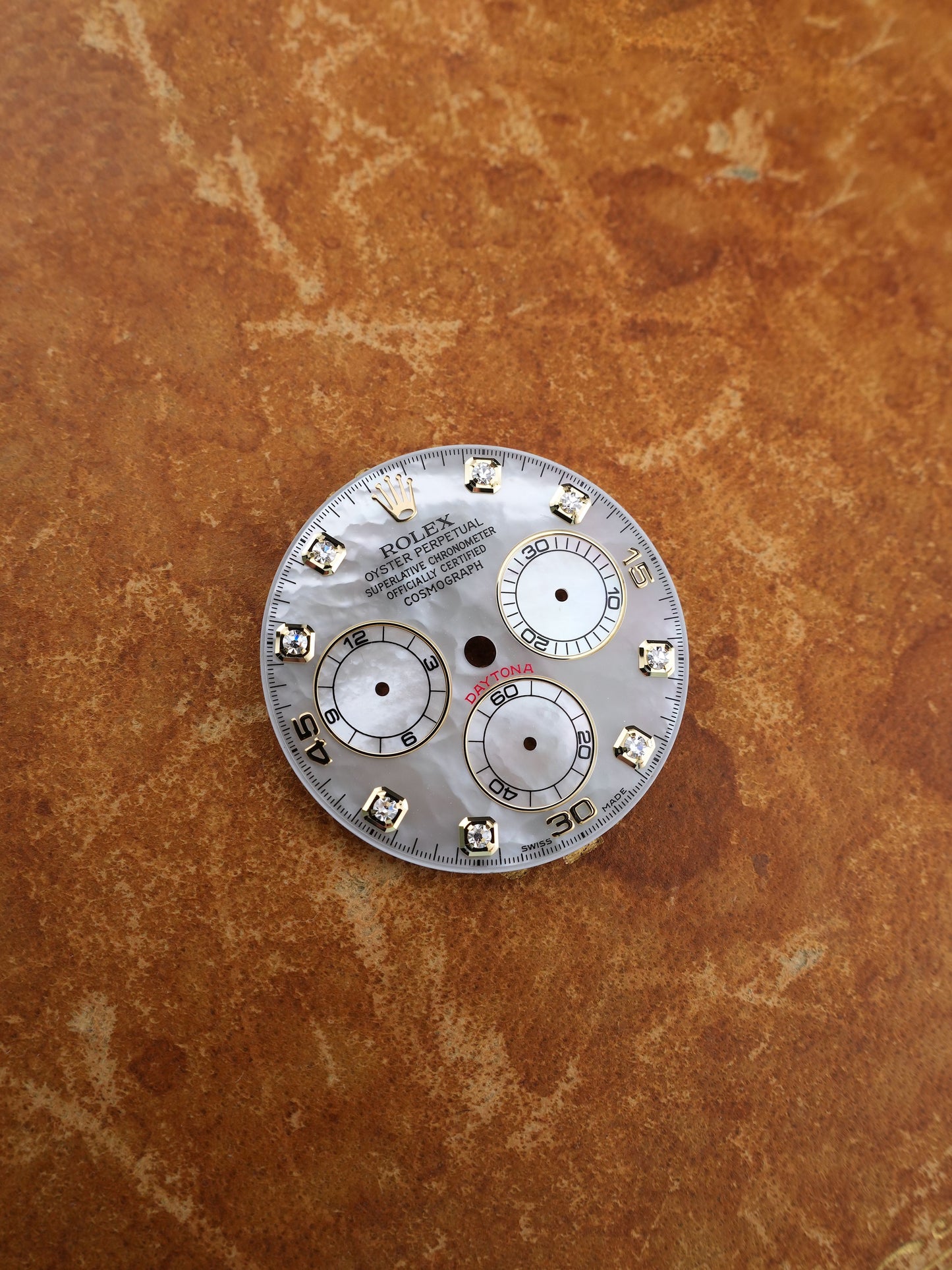 Rolex Diamanten Zifferblatt Weißes Perlmutt für Cosmograph Daytona 116523 | 116528 | 116503 | 116508