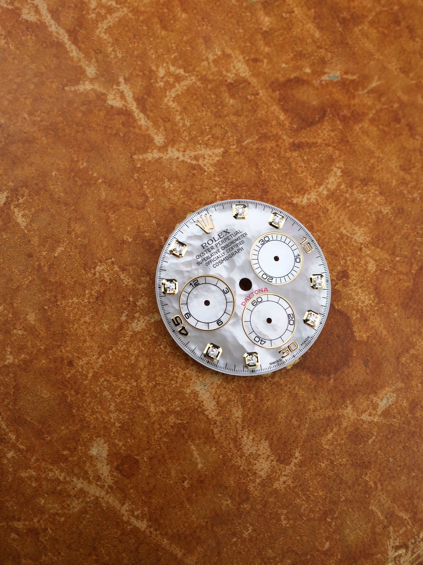 Rolex Diamanten Zifferblatt Weißes Perlmutt für Cosmograph Daytona 116523 | 116528 | 116503 | 116508