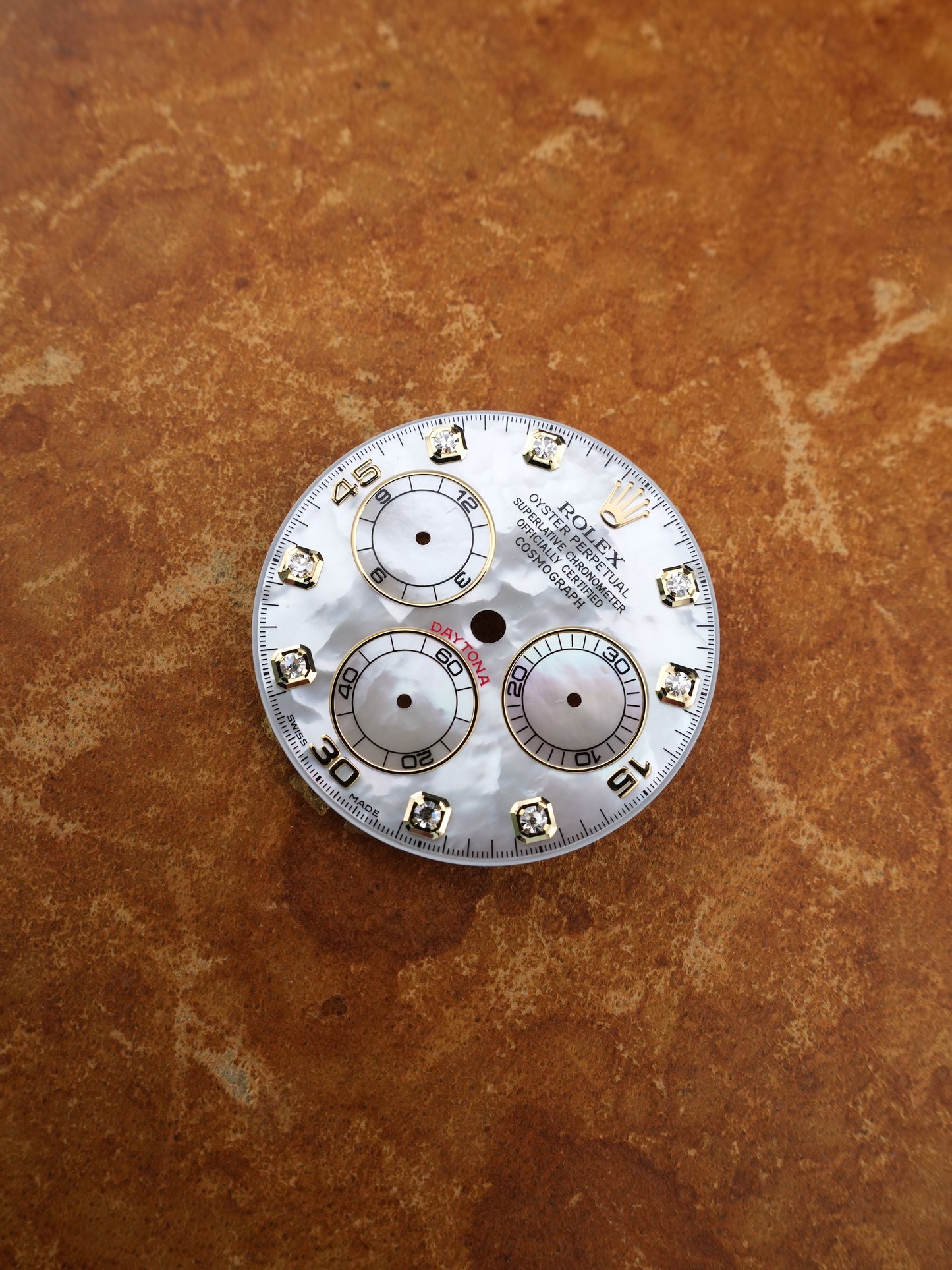 Rolex Diamanten Zifferblatt Weißes Perlmutt für Cosmograph Daytona 116523 | 116528 | 116503 | 116508