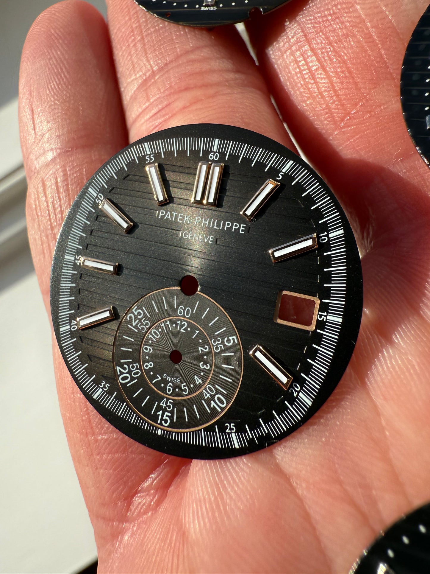 Patek Philippe NOS Zifferblatt Schwarz für Nautilus 5980/1R in Roségold