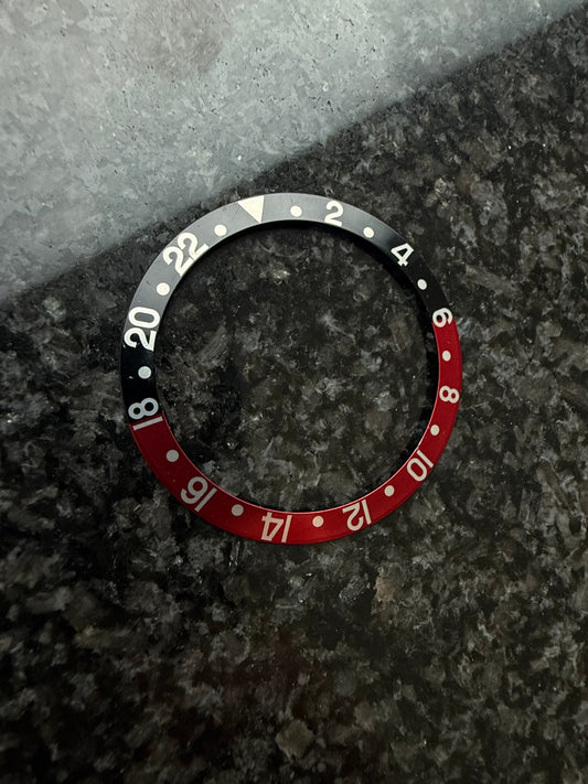Rolex Inlay Schwarz Rot (faded Serif "Coke") für GMT-Master 16700 | 16710 | 16760