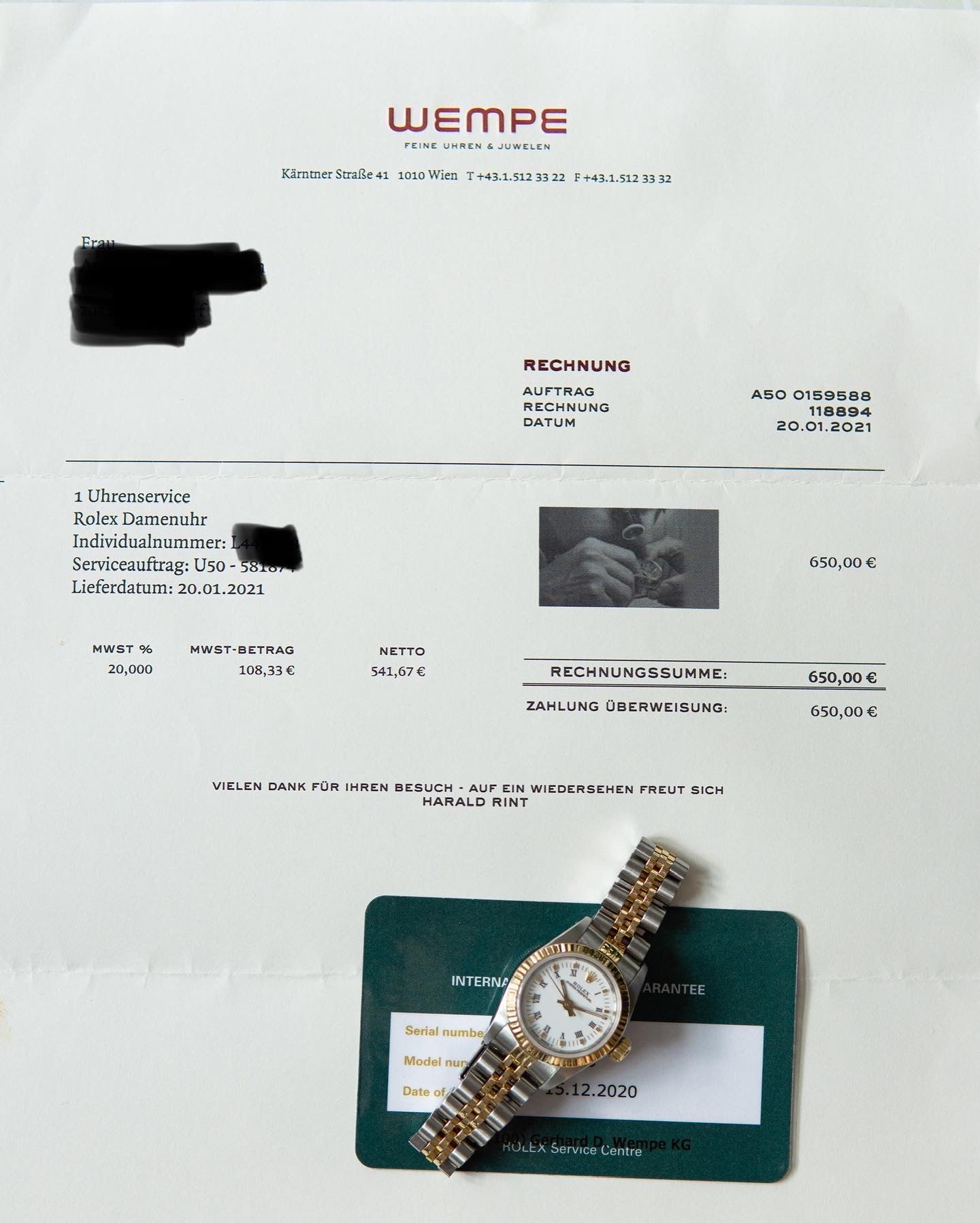 Rolex Damenuhr "Lady Oyster Perpetual" ref. 67193 Jubilee gelbold / stahl