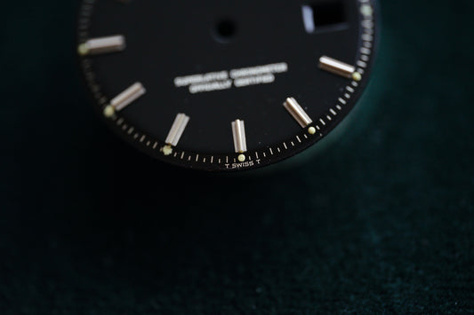 Rolex gloss gilt black dial for OP Datejust 36 mm 1600 / 1601 / 1603