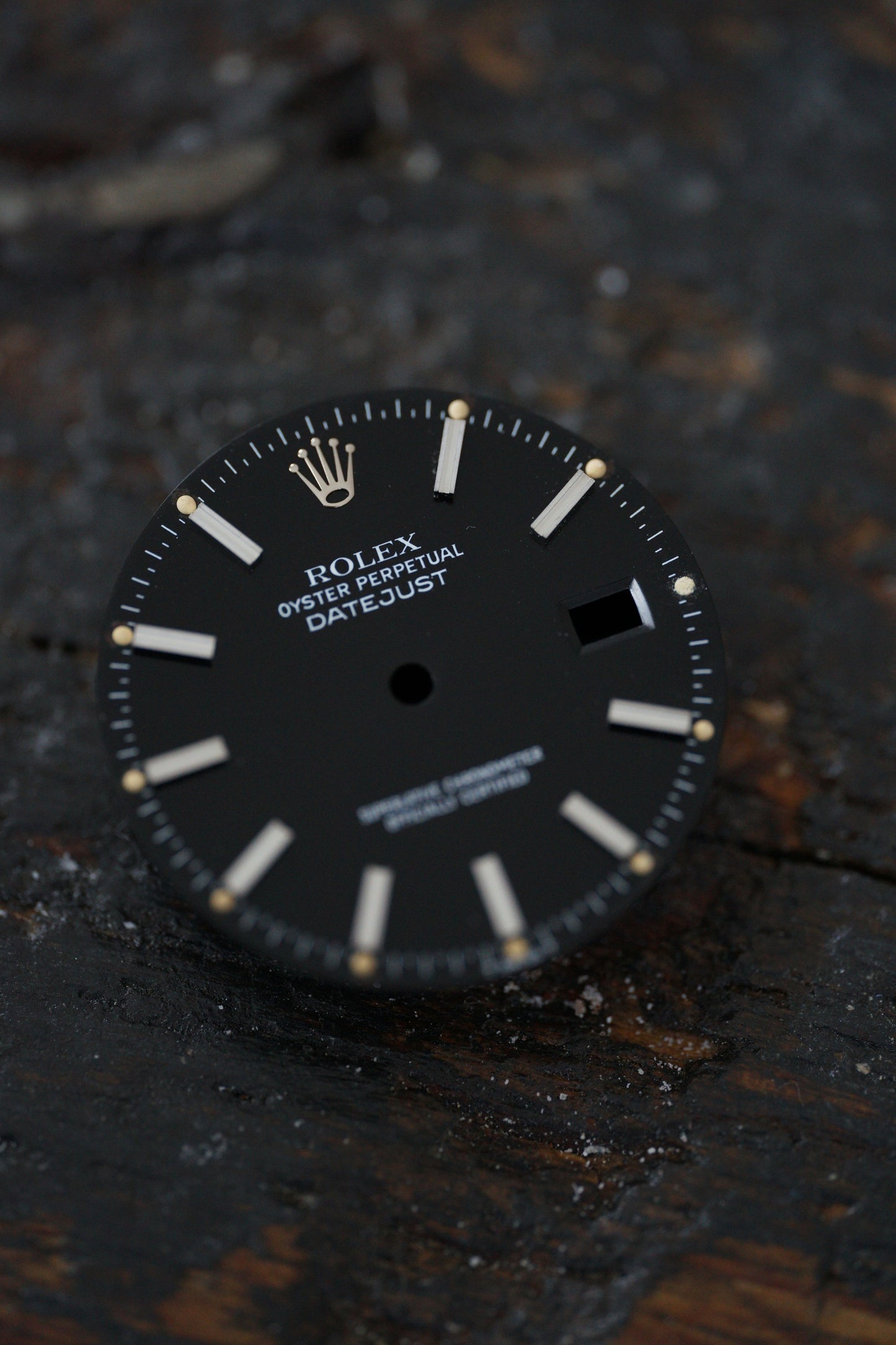 Rolex black dial for OP Datejust 36 mm patina tritium rare Index