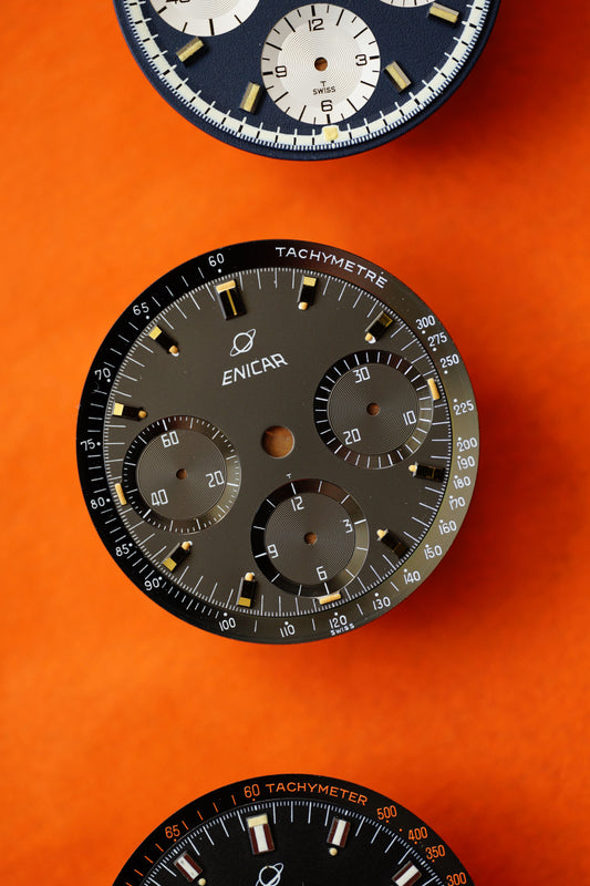 Enicar NOS black dial for Vintage Chronograph Tritium