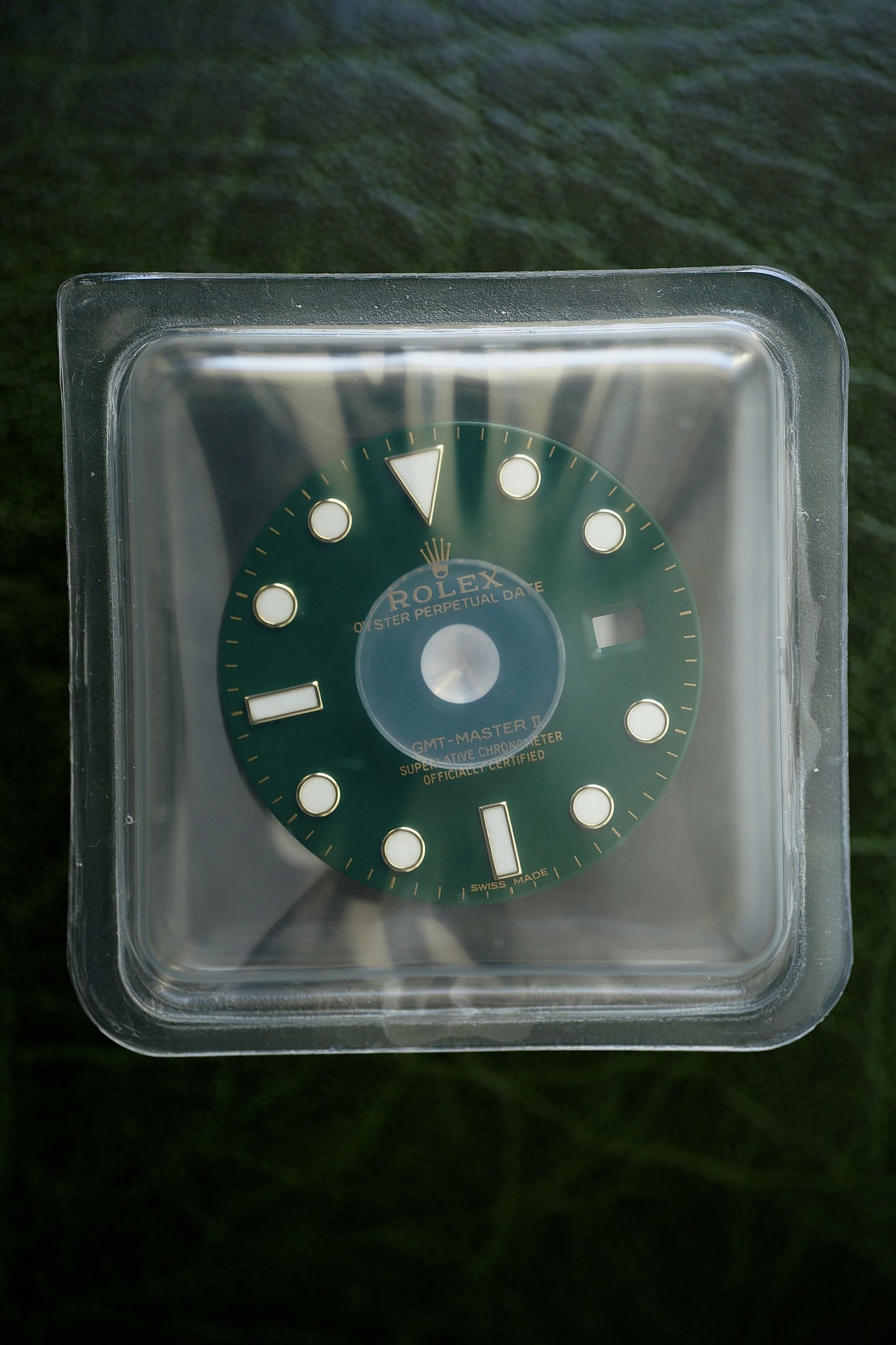 Rolex NOS Zifferblatt grün für GMT-Master 116718 / 116718LN im Blister samt Zeigerspiel