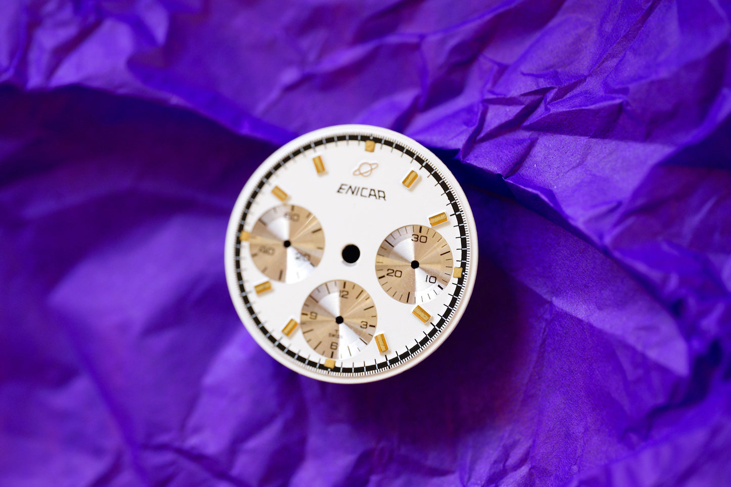 Enicar NOS white dial for vintage chronograph Tritium