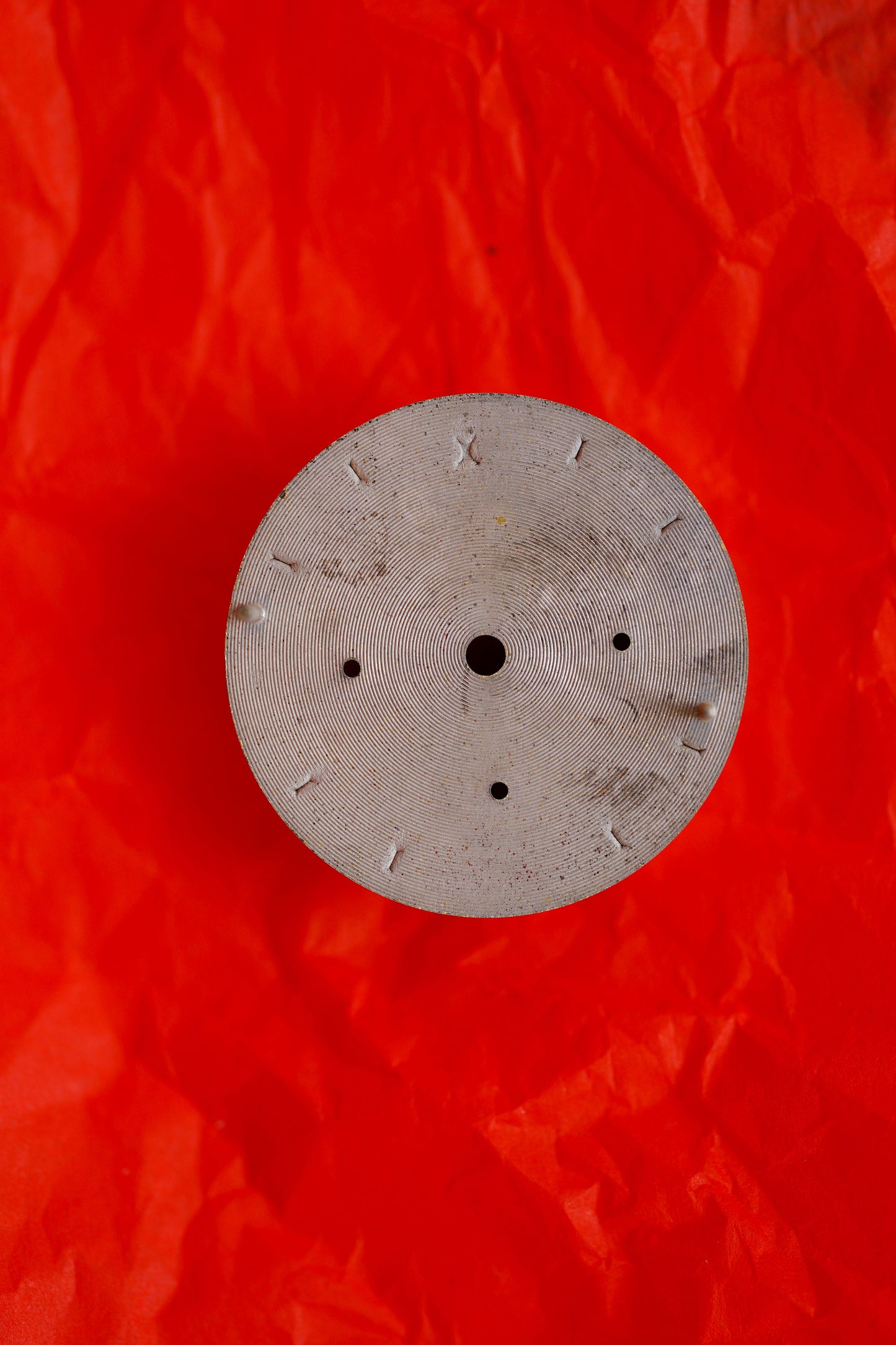 Enicar NOS Zifferblatt silber für Vintage Chronograph Tritium